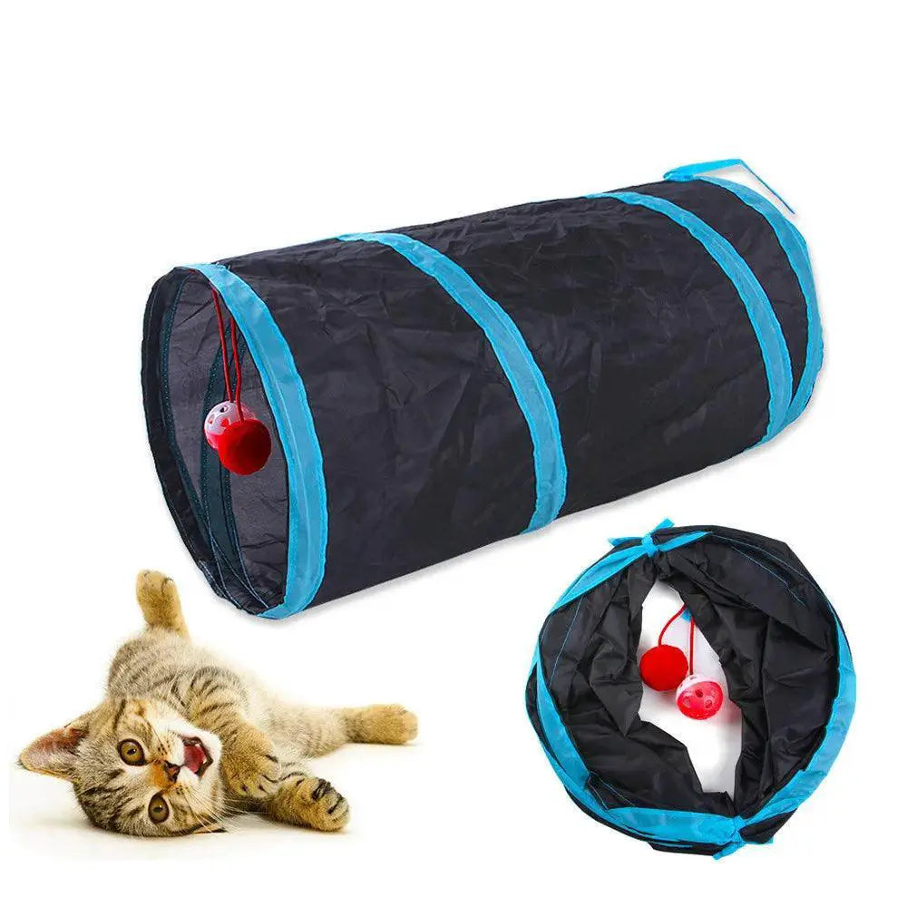 Cat Tunnel Interactive Foldable Toy for Small Pets Playtime