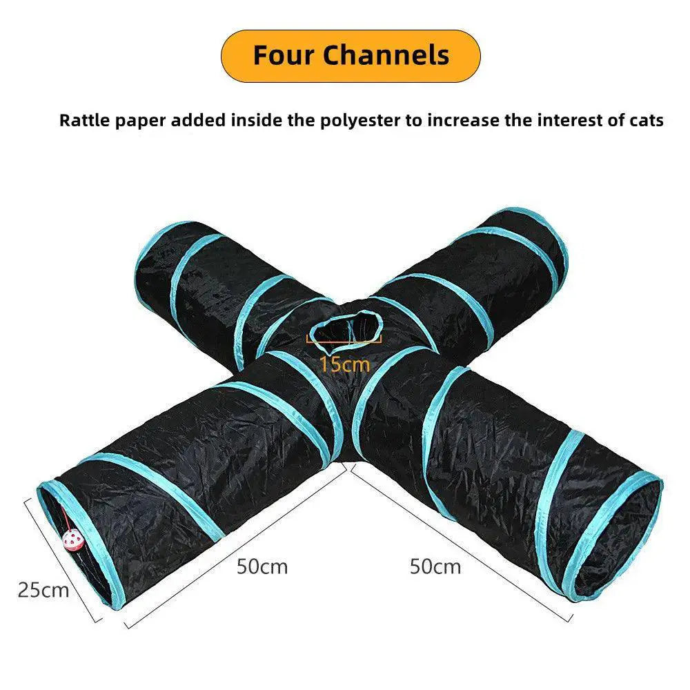 Cat Tunnel Interactive Foldable Toy for Small Pets Playtime