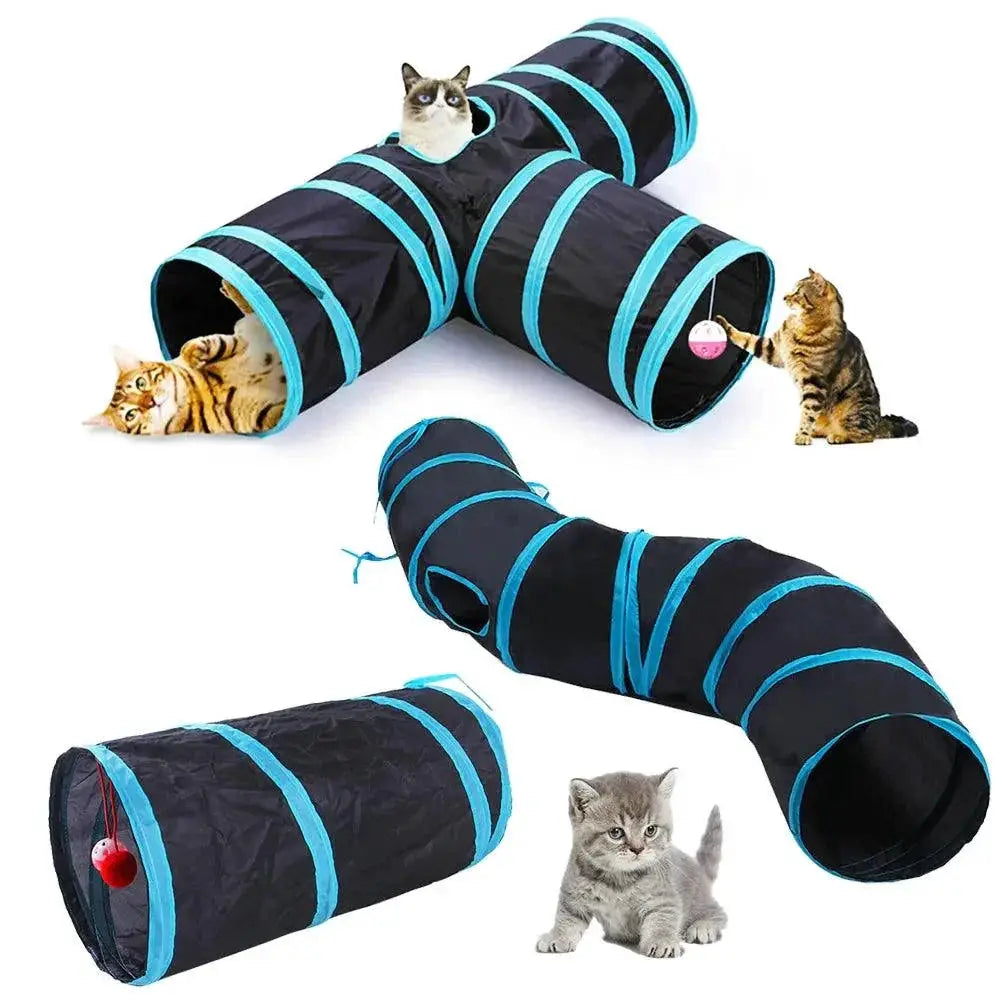 Cat Tunnel Interactive Foldable Toy for Small Pets Playtime