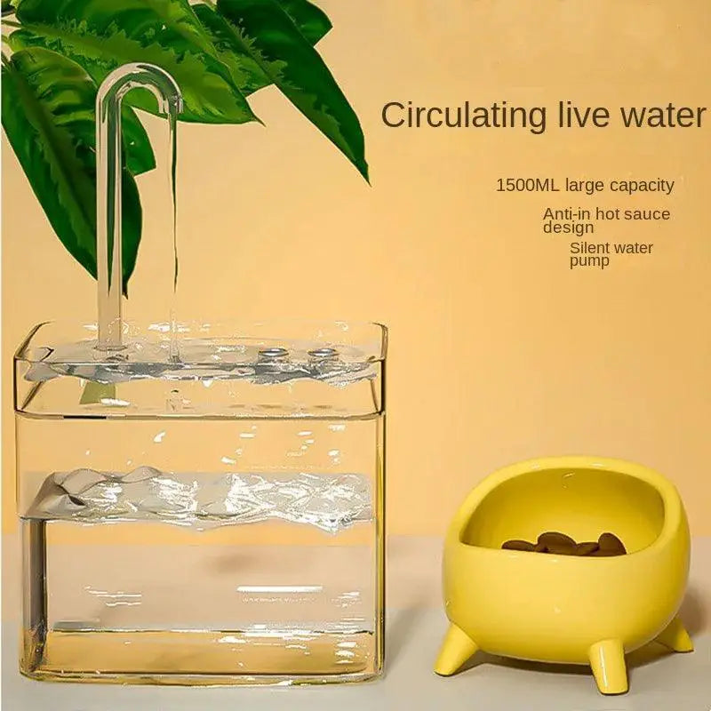 Cat Water Fountain Transparent Electric Mute Bowl For Pets