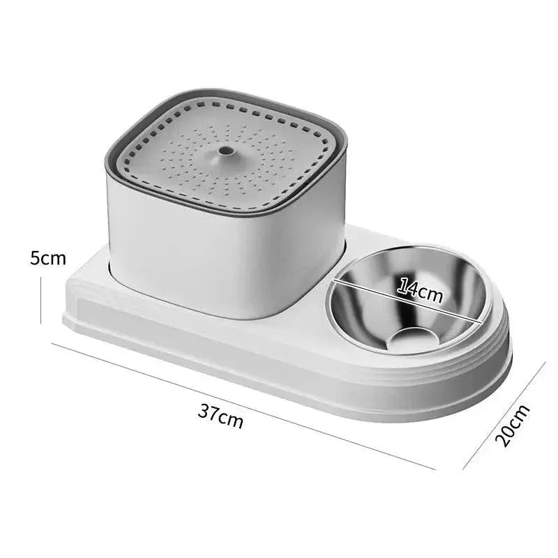 Cat Water Fountain With Automatic Feeding Bowl Fresh Water