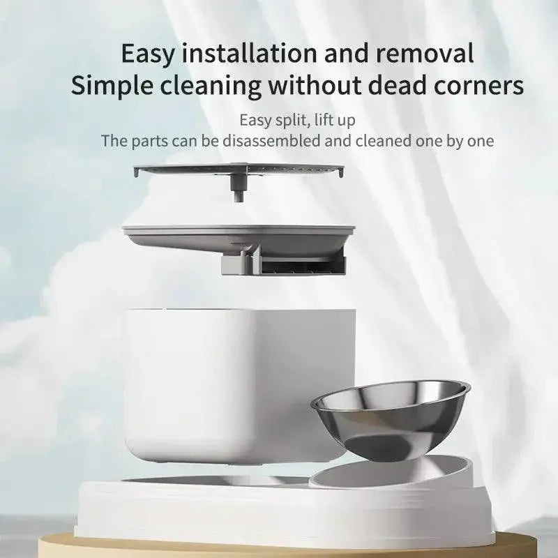 Cat Water Fountain With Automatic Feeding Bowl Fresh Water