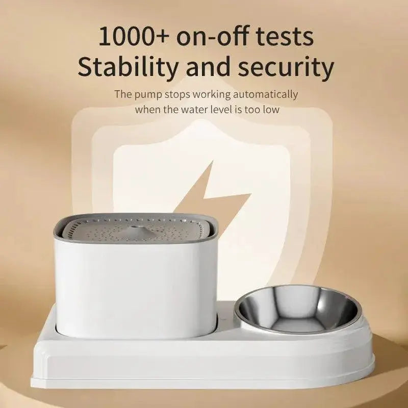 Cat Water Fountain With Automatic Feeding Bowl Fresh Water