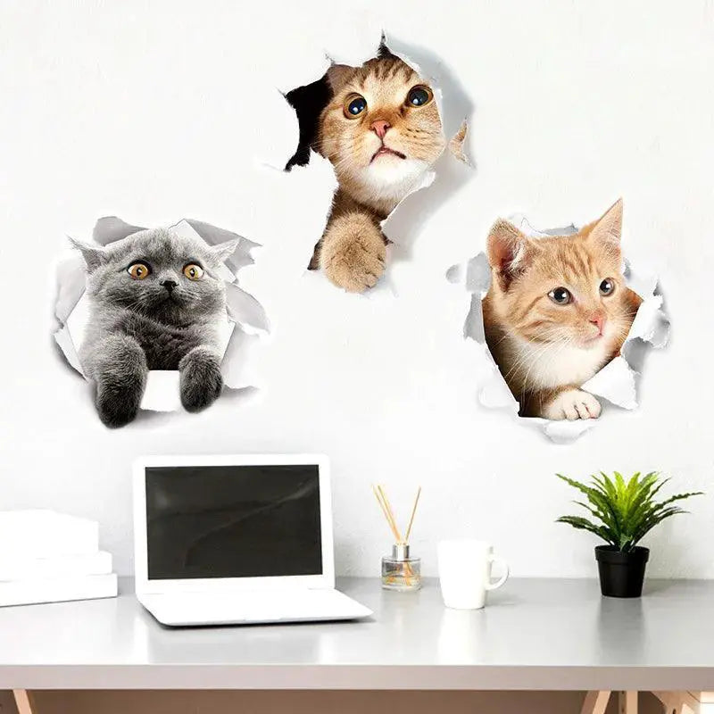 Cats And Dogs 3D Wall Sticker Set Eco Friendly Decor