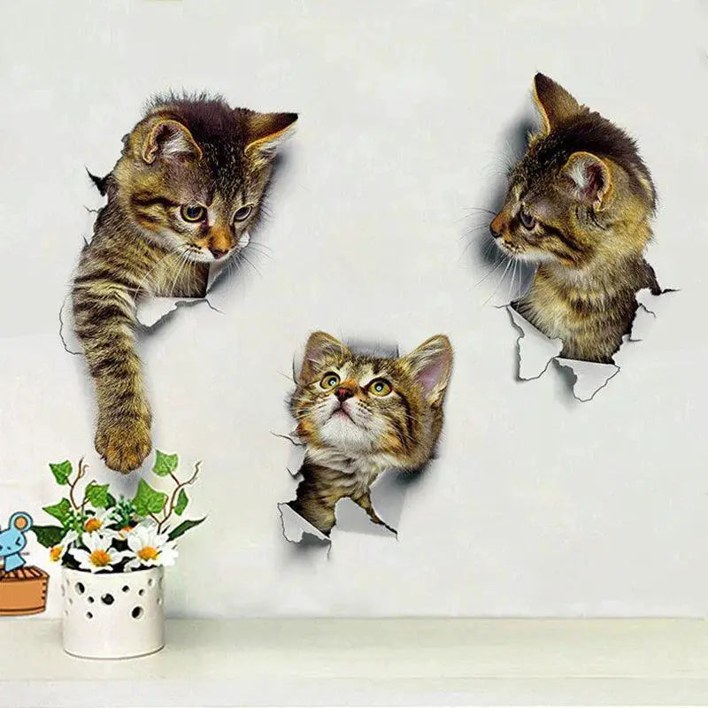 Cats And Dogs 3D Wall Sticker Set Eco Friendly Decor