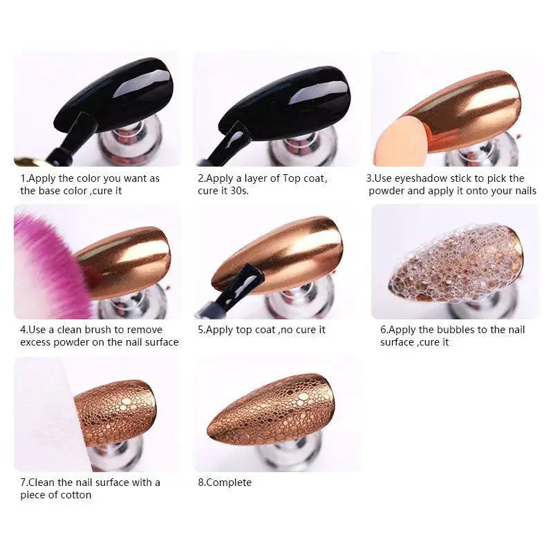 Champagne Gold Mirror Nail Art Powder For Stunning Nails