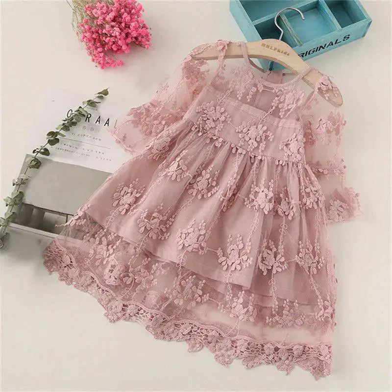 Charming Red Lace Princess Dress for Parties and Events