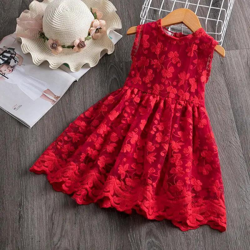 Charming Red Lace Princess Dress for Parties and Events