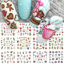 Charming Winter Nail Art Stickers with Greenery Birds Cocoa