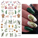 Charming Winter Nail Art Stickers with Greenery Birds Cocoa