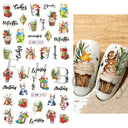 Charming Winter Nail Art Stickers with Greenery Birds Cocoa