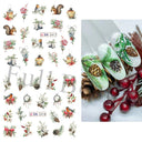 Charming Winter Nail Art Stickers with Greenery Birds Cocoa