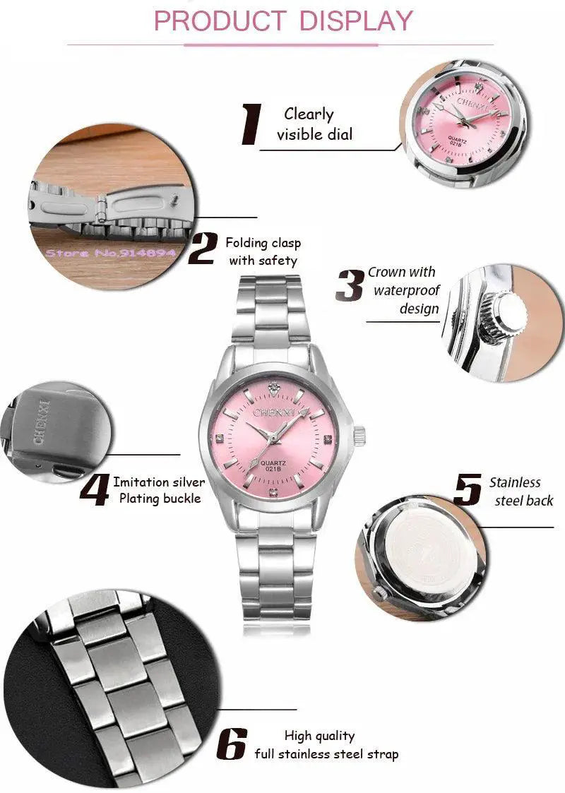 Chenxi Rhinestone Waterproof Watch Elegant Fashion Timepiece