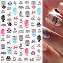 Cherry Love 3D Nail Art Sticker Set Russian Letter Decal Glam