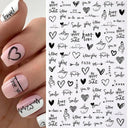 Cherry Love 3D Nail Art Sticker Set Russian Letter Decal Glam