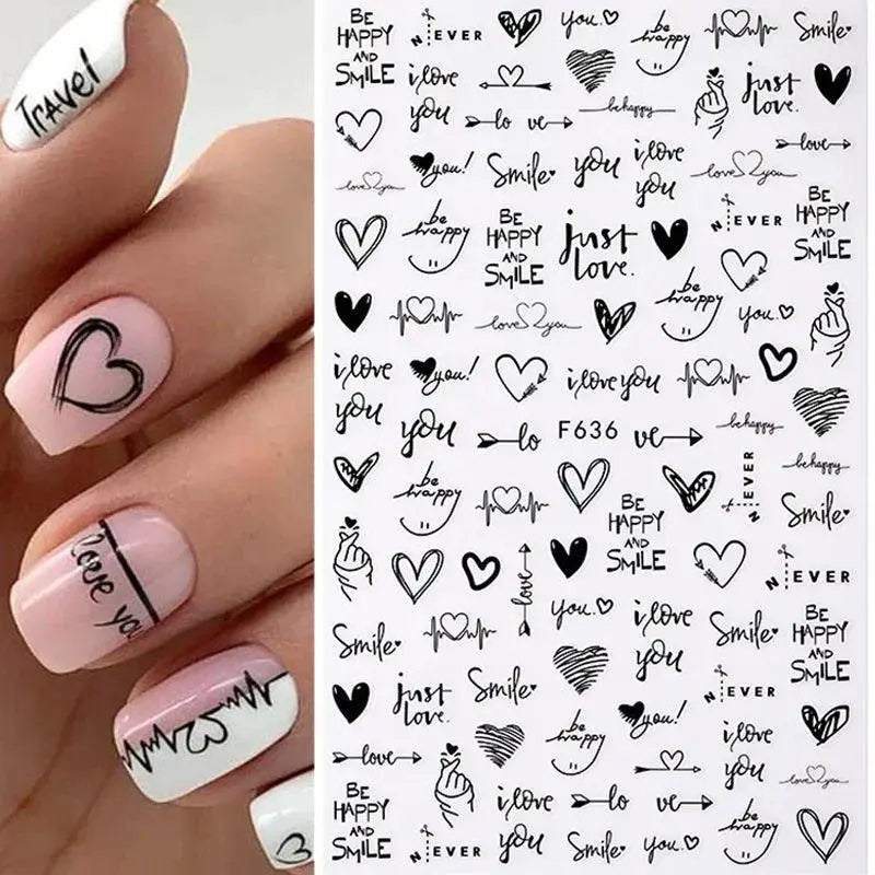 Cherry Love 3D Nail Art Sticker Set Russian Letters Glam