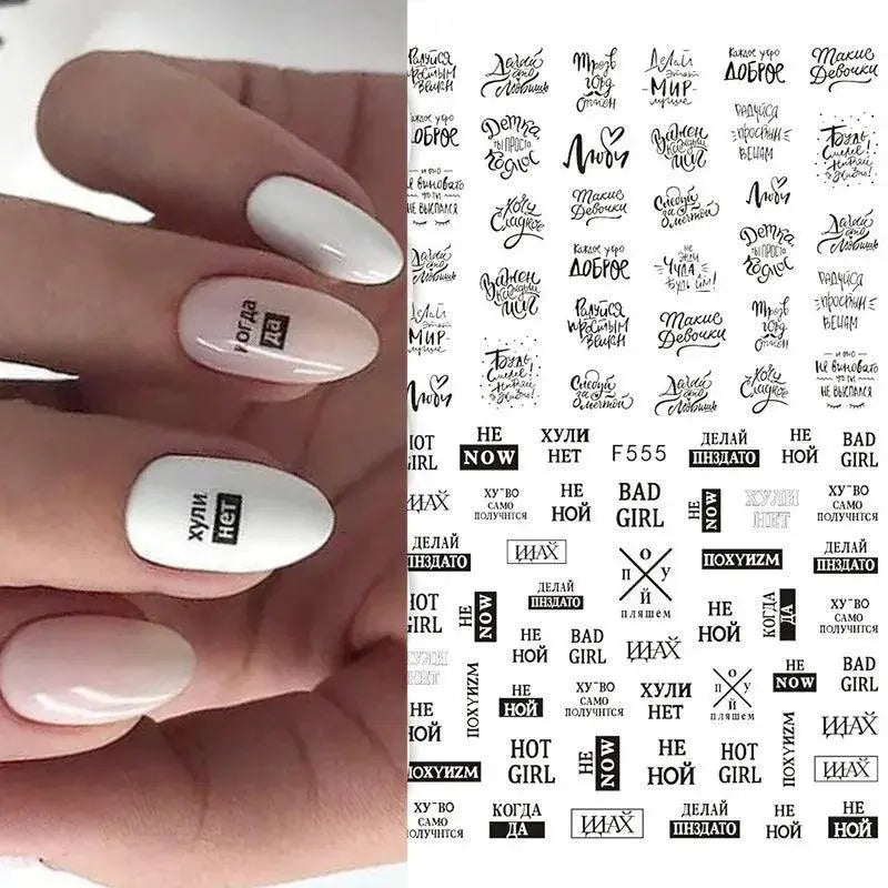Cherry Love 3D Nail Art Sticker Set Russian Letters Glam