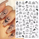 Cherry Love 3D Nail Art Sticker Set Russian Letter Decal Glam