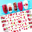 Cherry Love 3D Nail Art Sticker Set Russian Letter Decal Glam