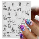 Cherry Love 3D Nail Art Sticker Set Russian Letter Decal Glam