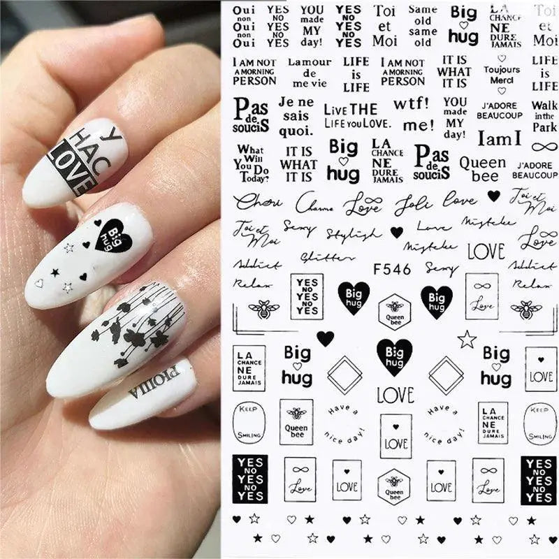 Cherry Love 3D Nail Art Sticker Set Russian Letters Glam