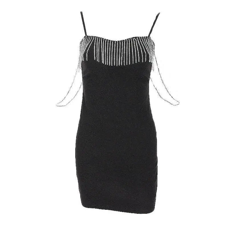 Chic Chain Tassel Strap Dress For Youth Streetwear