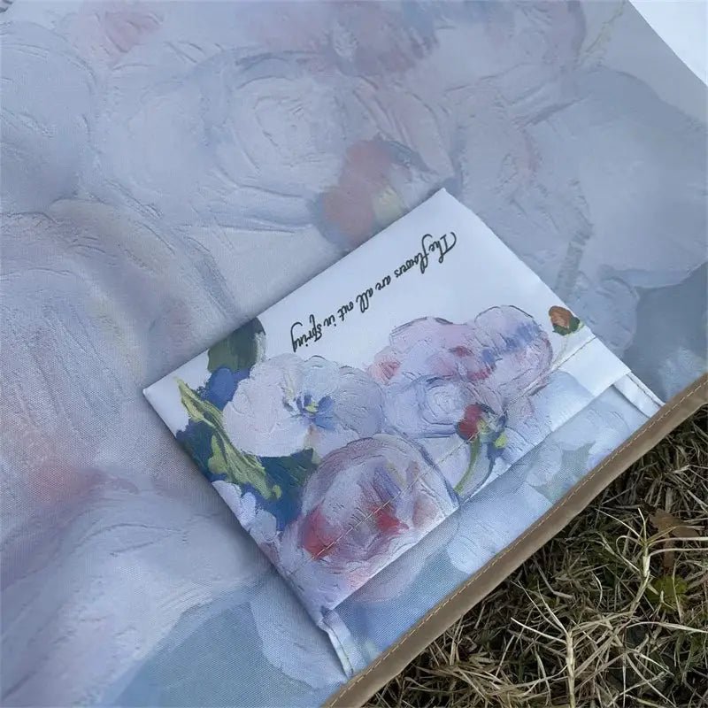 Chic Floral Oil Painting Foldable Tote Bag Reusable Travel Beach Bag