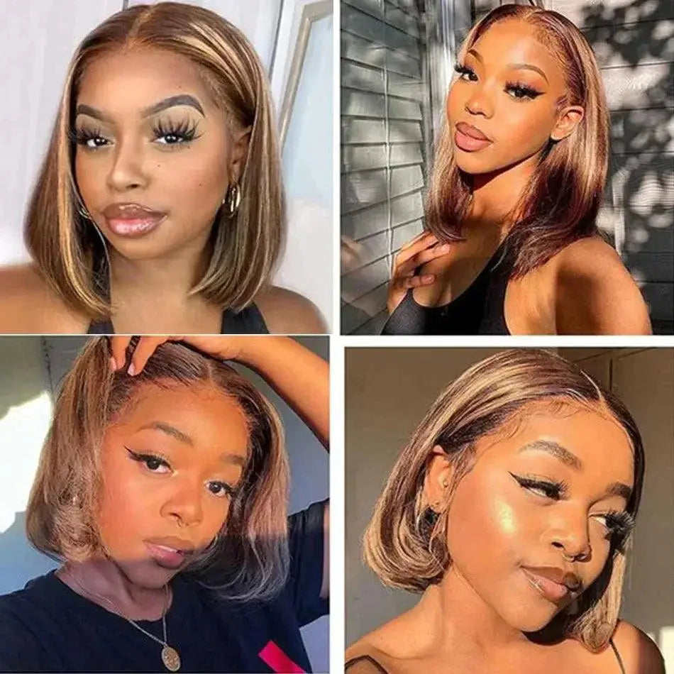 Chic Highlight Bob Remy Human Hair Wig for Effortless Style