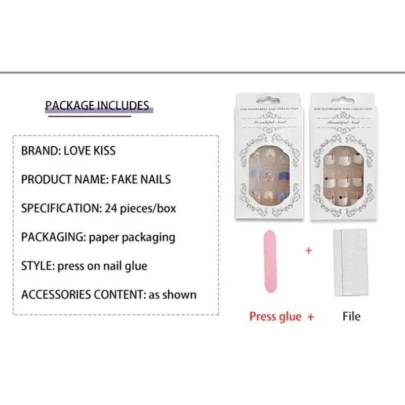 Chic Holiday Pink French Press On Nails Set 24 Designs