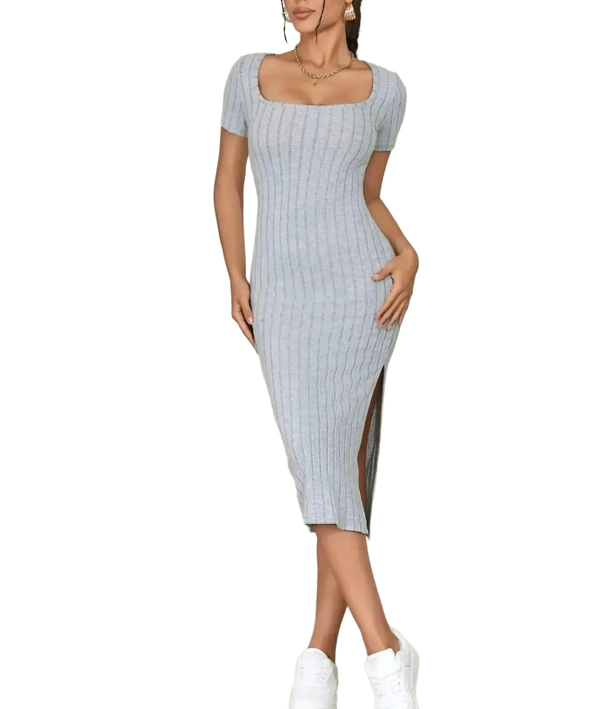 Elegant Comfort Knit Dress for Women — black
