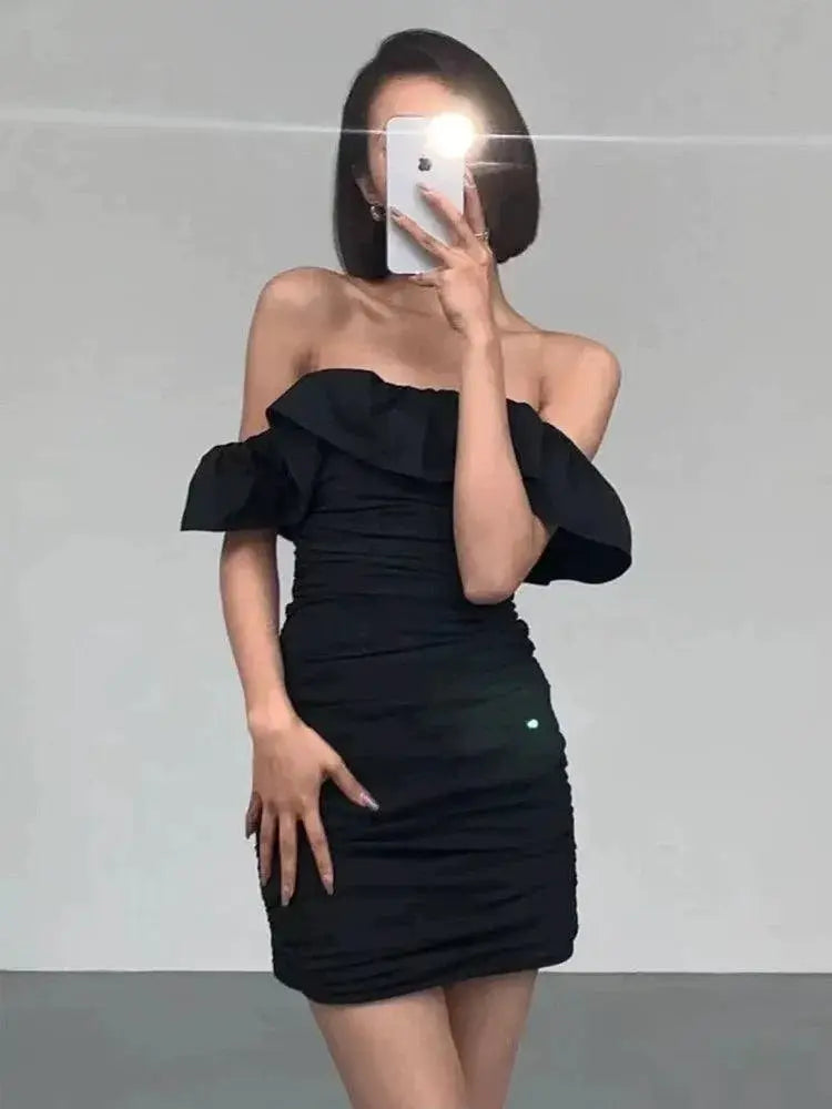 Chic Korean Style Off Shoulder Midi Dress For Summer Fashion
