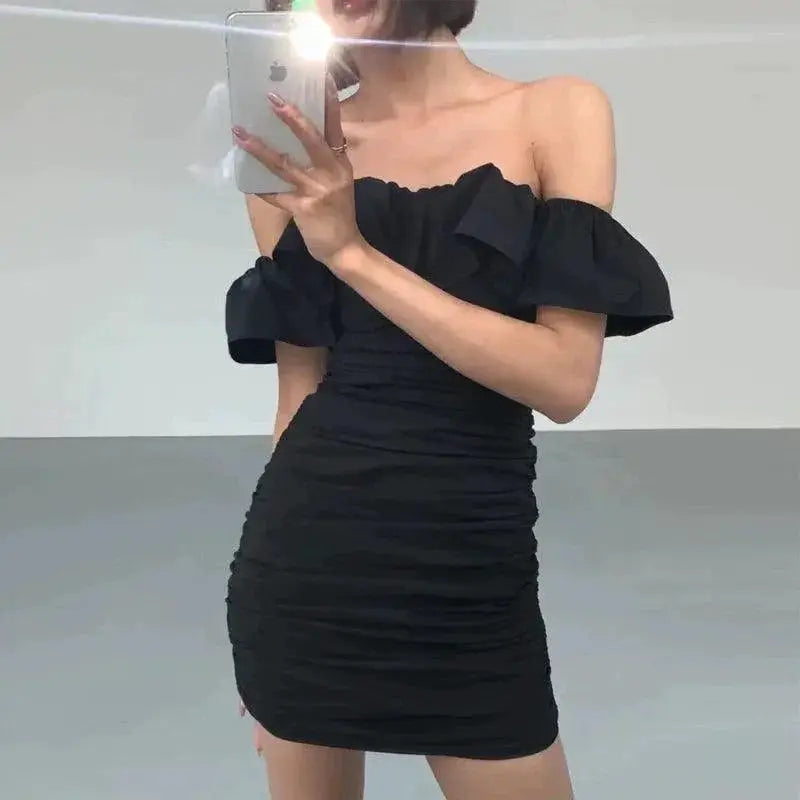 Chic Korean Style Off Shoulder Midi Dress For Summer Fashion