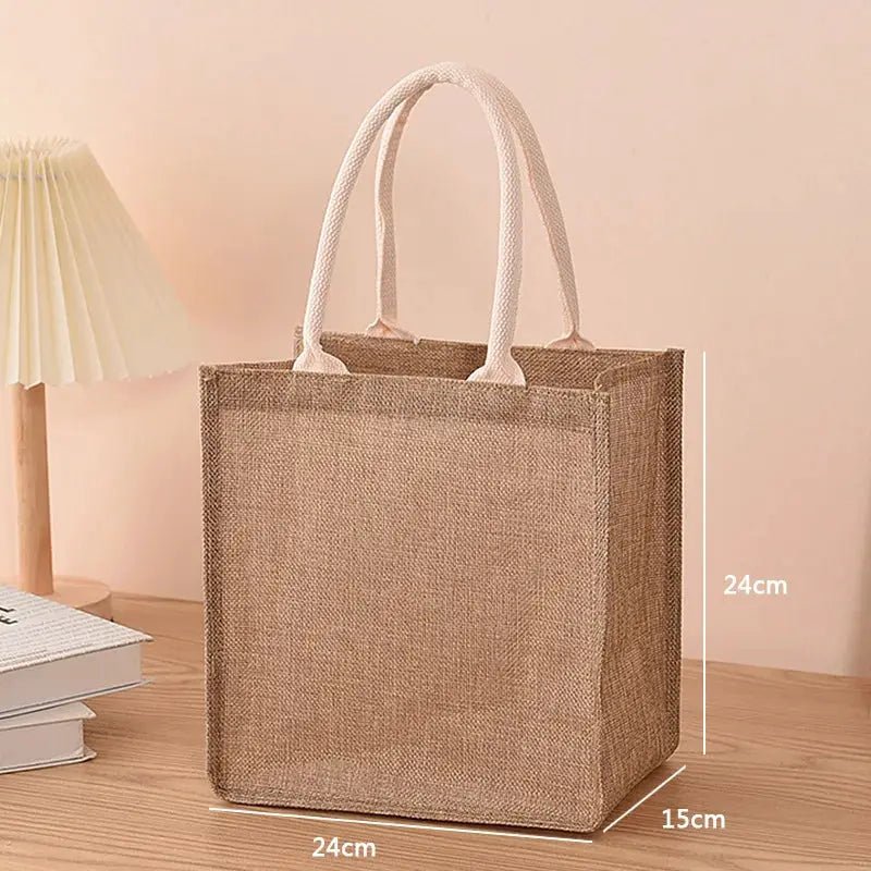 Chic Linen Hand Painted Tote Shopping Bag Jute Eco Friendly Reusable