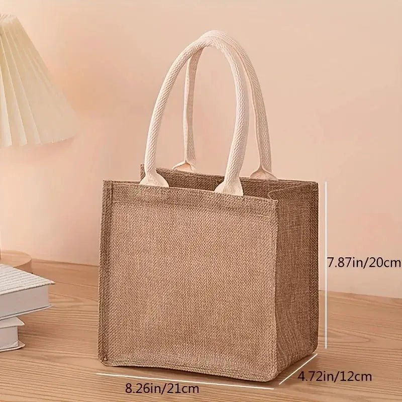 Chic Linen Hand Painted Tote Shopping Bag Jute Eco Friendly Reusable
