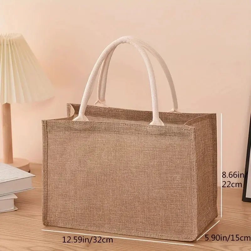 Chic Linen Hand Painted Tote Shopping Bag Jute Eco Friendly Reusable