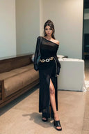 Chic Mesh Off Shoulder Dress for Women