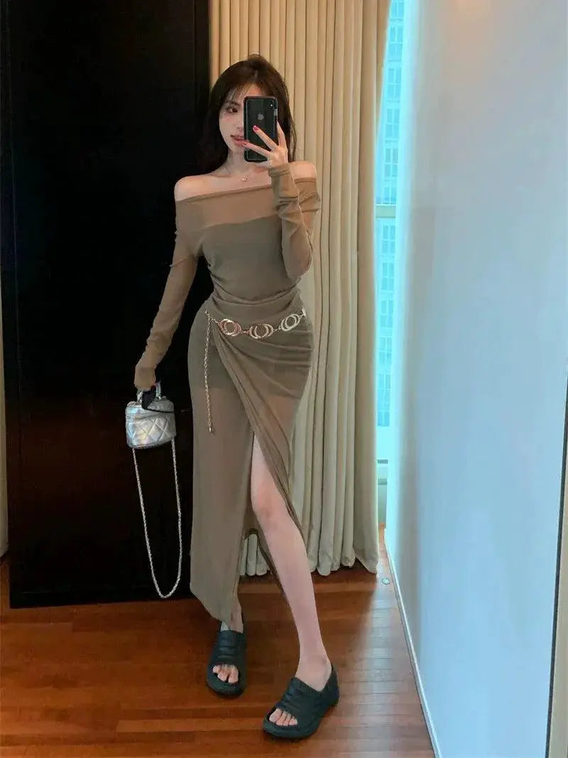 Chic Mesh Off - The - Shoulder Dress Elegance and Allure