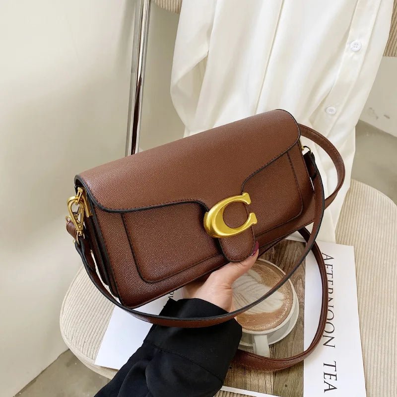 Chic PU Leather Underarm Shoulder Bag With Two Straps Diagonal Square Design Lux