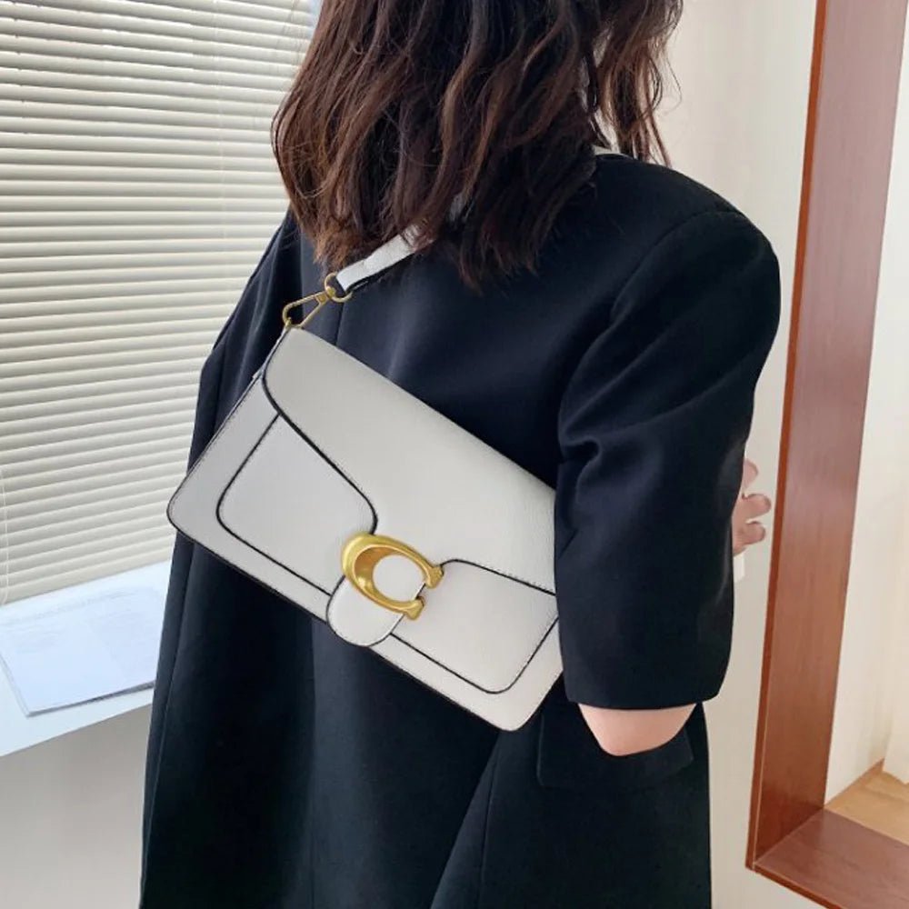 Chic PU Leather Underarm Shoulder Bag With Two Straps Diagonal Square Design Lux