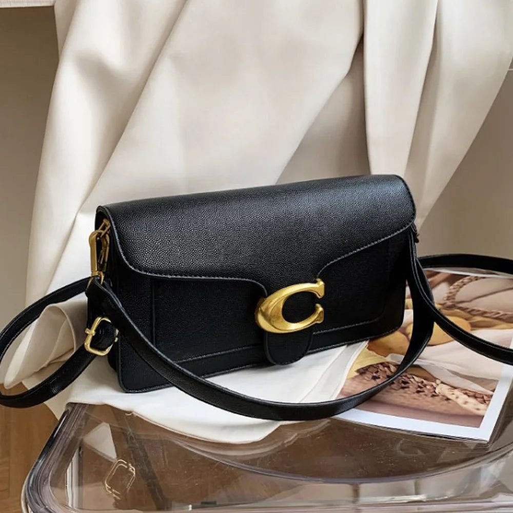 Chic PU Leather Underarm Shoulder Bag With Two Straps Diagonal Square Design Lux