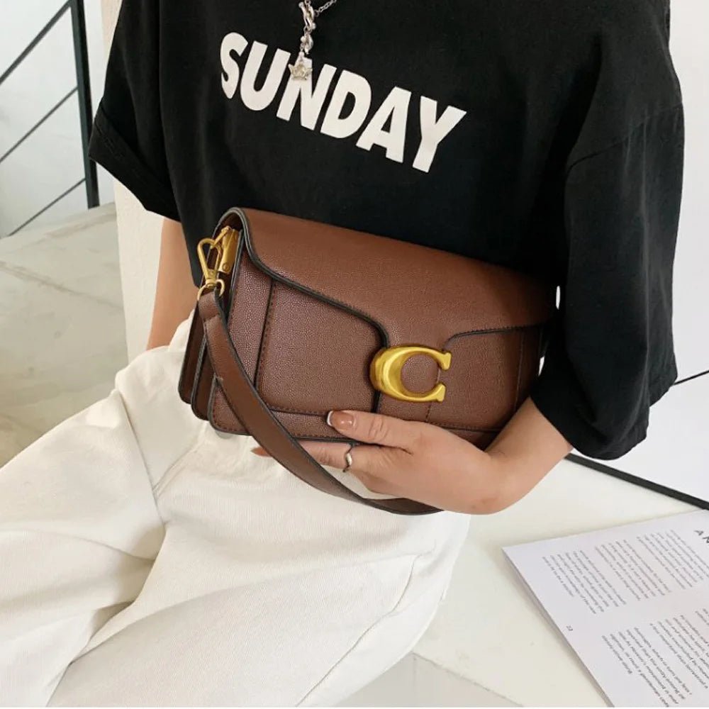 Chic PU Leather Underarm Shoulder Bag With Two Straps Diagonal Square Design Lux
