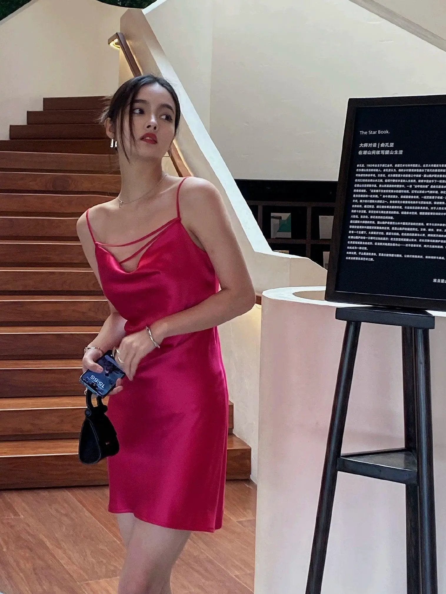 Chic Red Satin Sling Dress For Sophisticated Summer Style