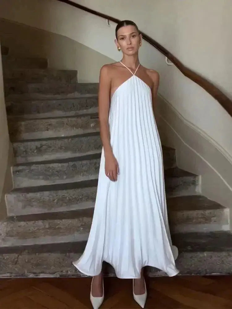 Chic Spaghetti Strap Beach Dress Elegant Summer Fashion
