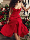 Chic Summer Bandage Dress Solid Color A-line Cocktail Beach