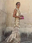 Chic Patchwork Tassel Dress For Women