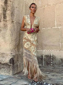 Chic Patchwork Tassel Dress For Women