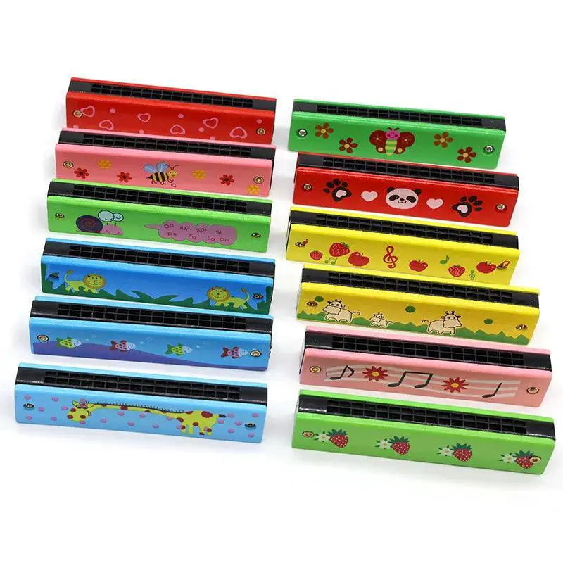 Kids Wooden Harmonica Orff Instrument 16 Holes Toys