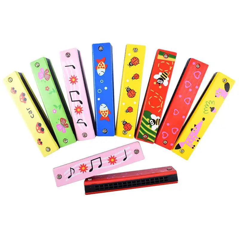 Kids Wooden Harmonica Orff Instrument 16 Holes Toys