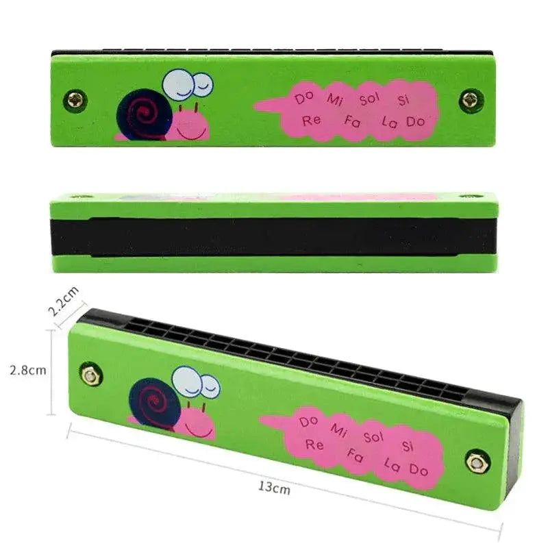 Kids Wooden Harmonica Orff Instrument 16 Holes Toys