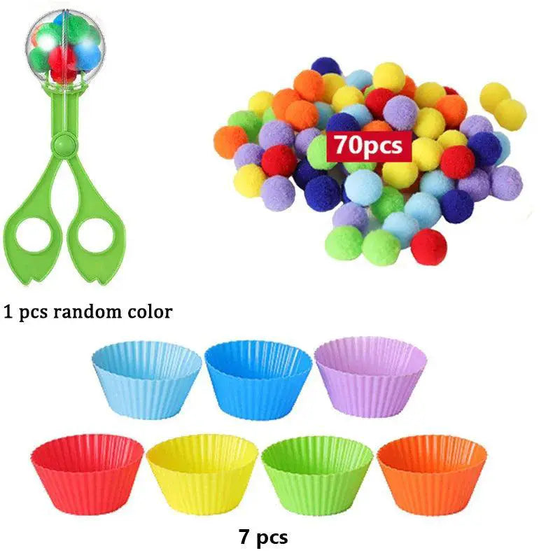 Children Colorful Plush Ball Sorting Toy For Motor Skills